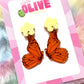 Orange Mirror Butterfly Wing Earrings - Graceful Elegance in Every Drop
