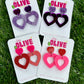 Two-Tone Dangle Heart Earrings - Barbie Inspired - Red Glitter and Neon Pink