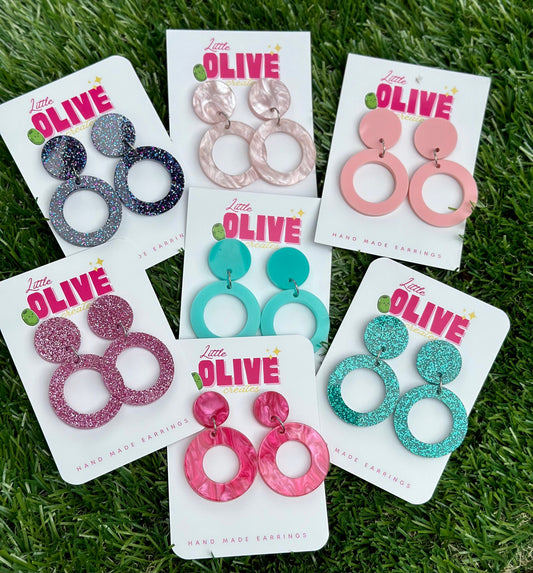 Gorgeous Retro Hoop Dangle Earrings - Available in Various Colours