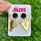 Gold Etched Mirror Bull Skull Dangle Earrings - Western Elegance for Your Ears
