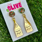 Fancy Fizz' Gold Mirror Champagne Bottle Earrings - New Year's Sparkle