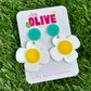 Retro Flower Power Daisy Dangle Earrings - Groovy '60s Style with Stainless Steel Posts"