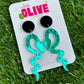Green Mirror Snake Statement Earrings - Captivating Serpentine Elegance