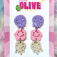 Artistic Trio of Melty Faces Dangle Drop Earrings - Unique Statement Jewellery