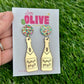Fancy Fizz' Gold Mirror Champagne Bottle Earrings - New Year's Sparkle