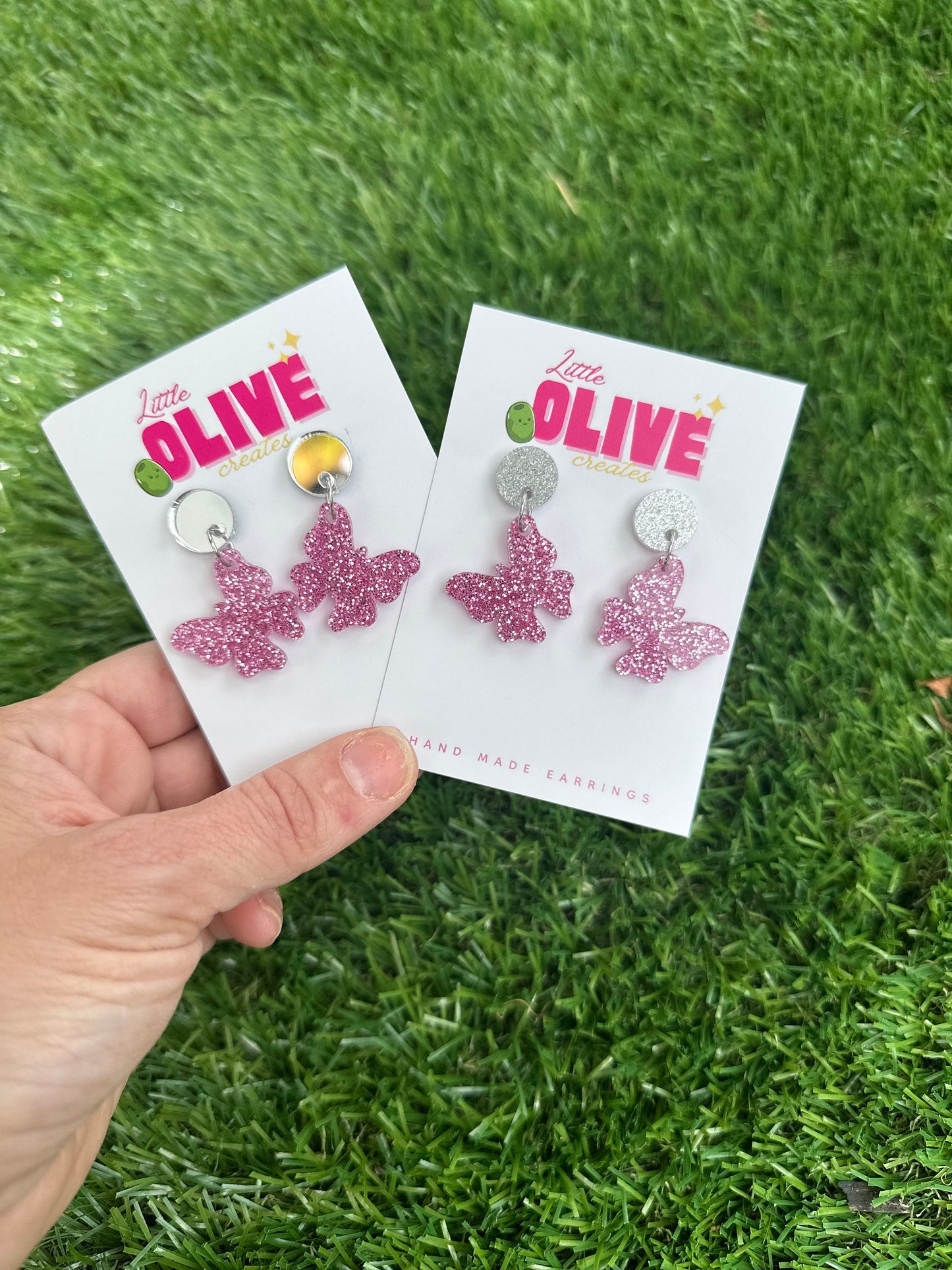 Gorgeous Pink Butterfly Mini Drop Dangle Earrings - Perfect for Subtle Statements