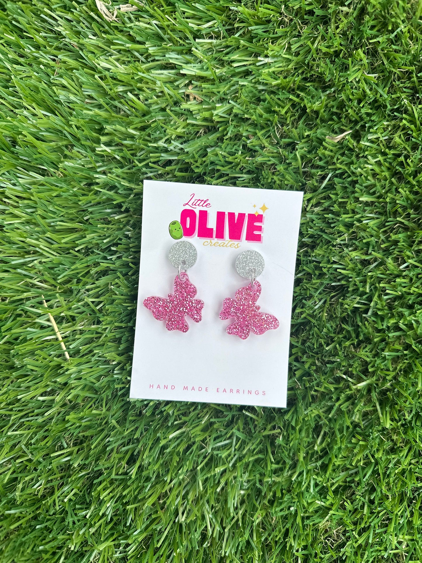 Gorgeous Pink Butterfly Mini Drop Dangle Earrings - Perfect for Subtle Statements