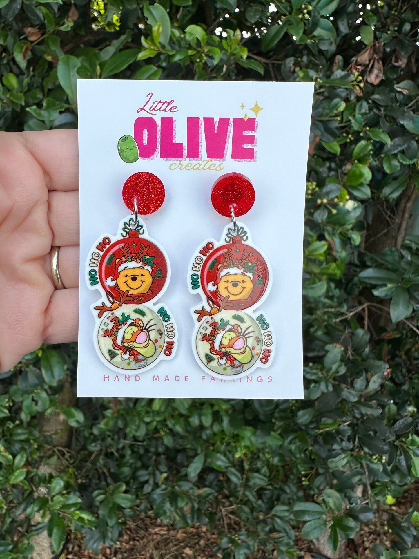 Winnie the Pooh and Tigger Christmas Earrings - Festive Friendship