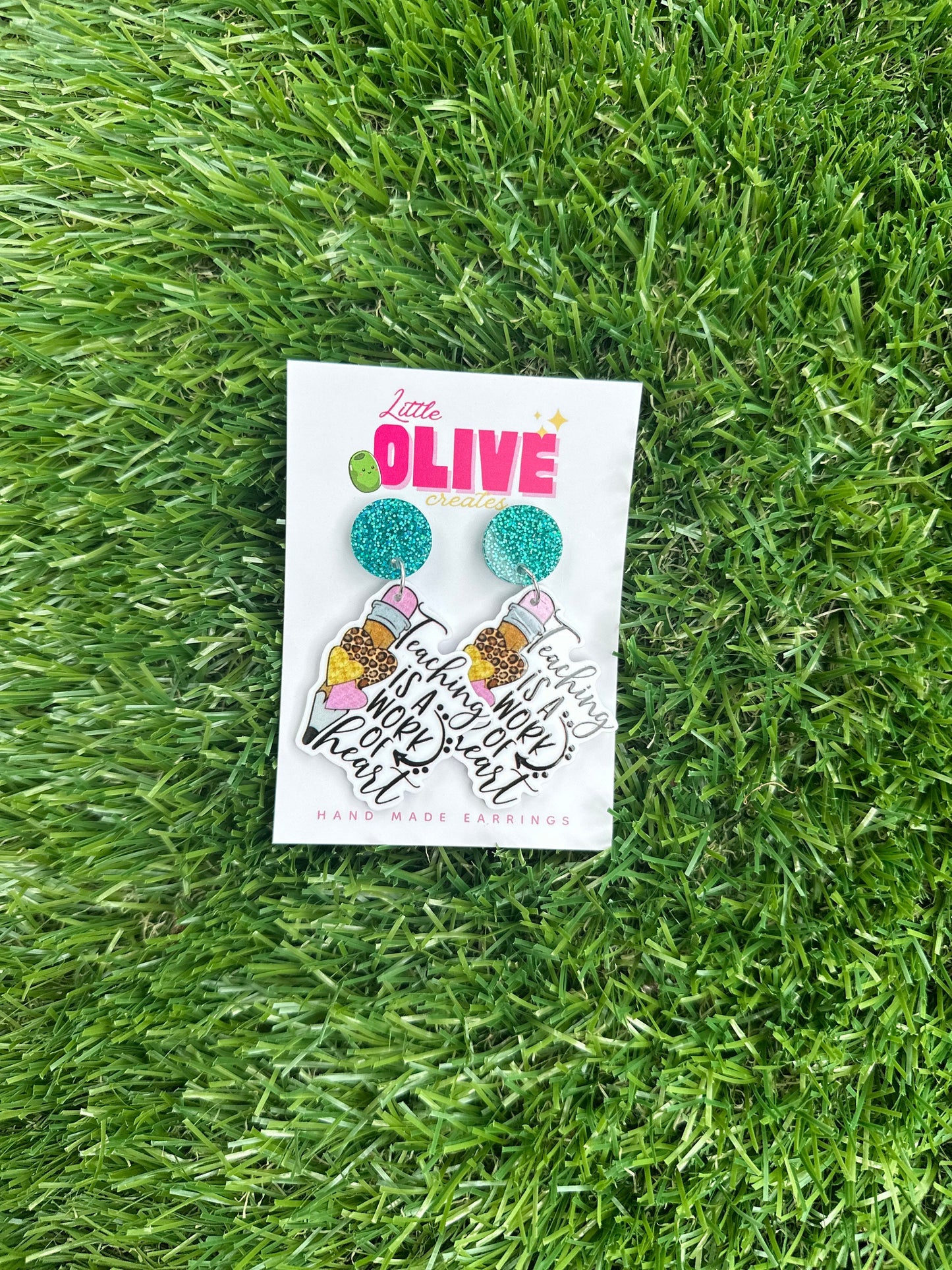 Teaching is a Work of Heart' Earrings - Inspiring Educators