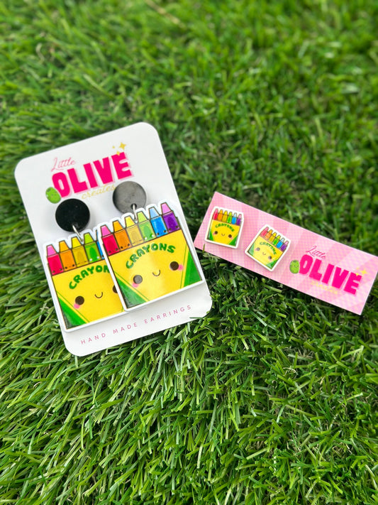 Crayon Box Teacher Dangle Earrings - Creative Tribute