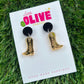 Yee-haw!!! Gold Mirror Cowboy Boots Dangle Earrings - Western Glamour