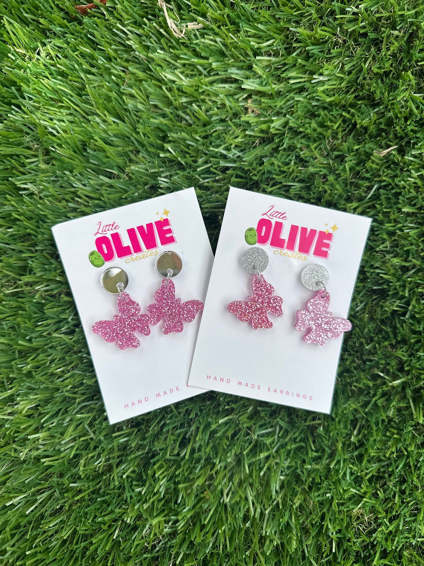 Gorgeous Pink Butterfly Mini Drop Dangle Earrings - Perfect for Subtle Statements