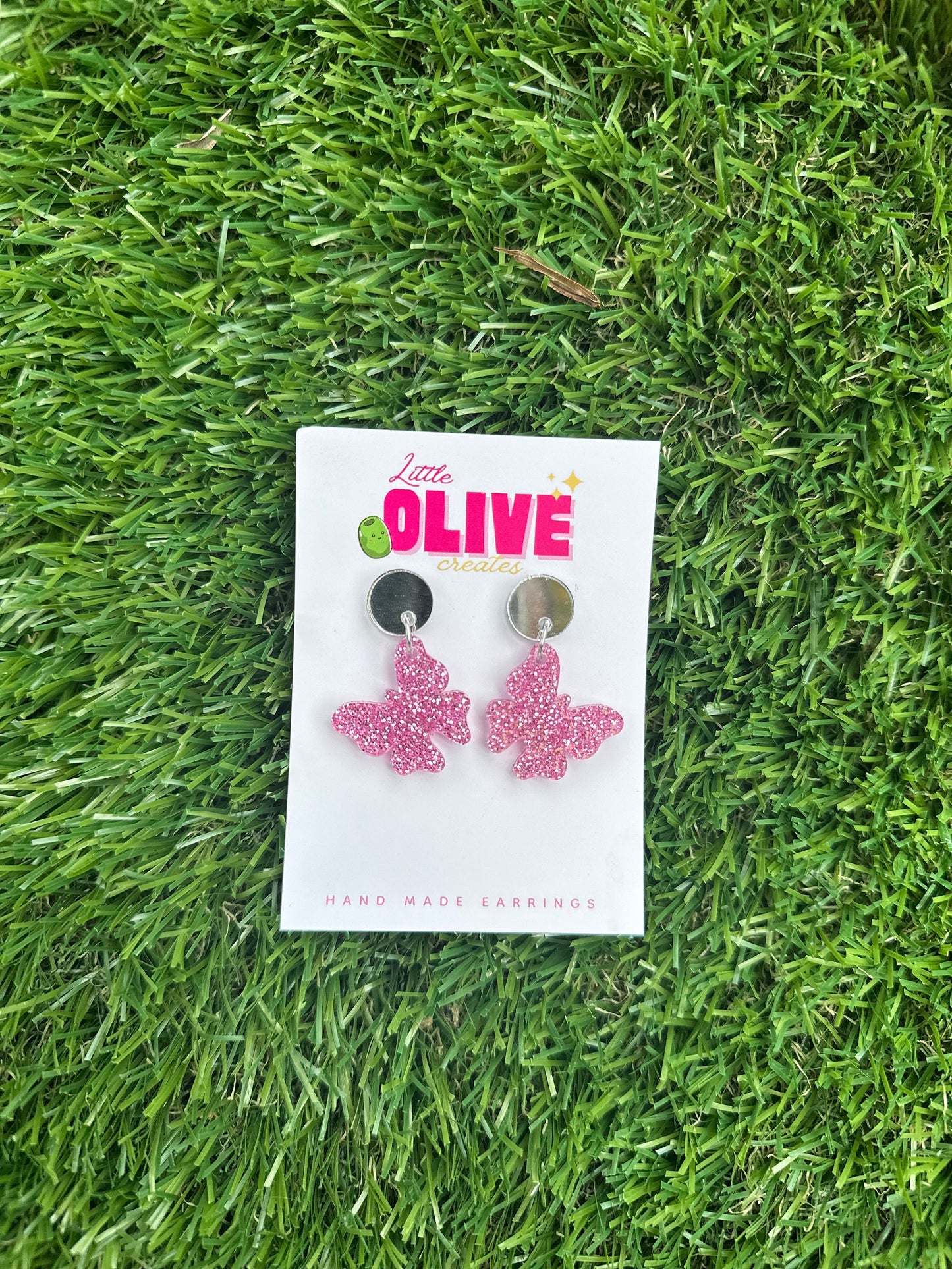 Gorgeous Pink Butterfly Mini Drop Dangle Earrings - Perfect for Subtle Statements