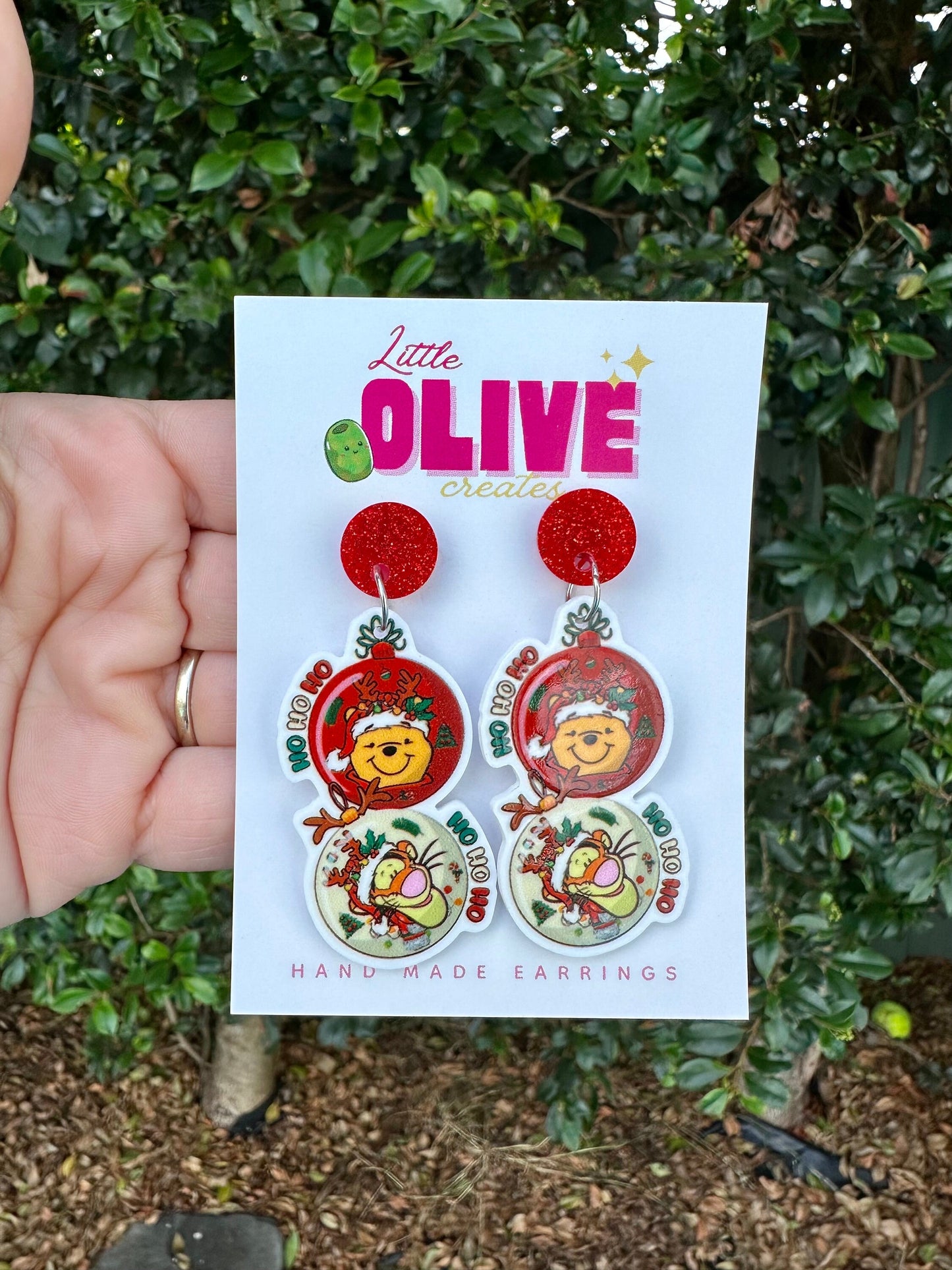 Winnie the Pooh and Tigger Christmas Earrings - Festive Friendship