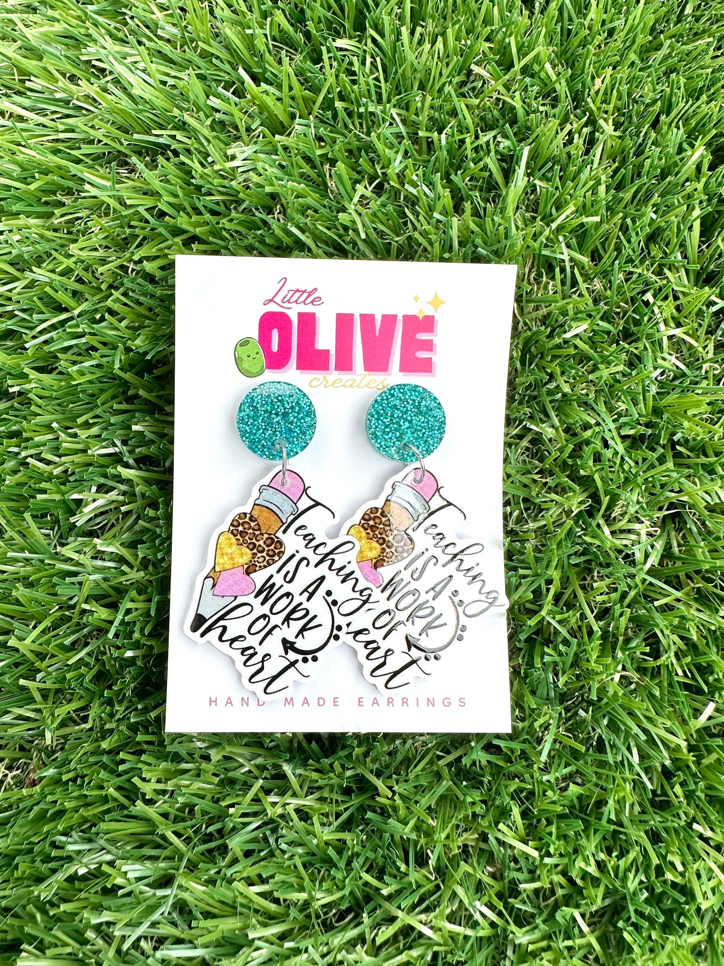 Teaching is a Work of Heart' Earrings - Inspiring Educators