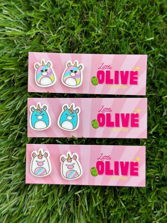 Adorable Unicorn Squishmallow Stud Earrings - 3 Charming Variations