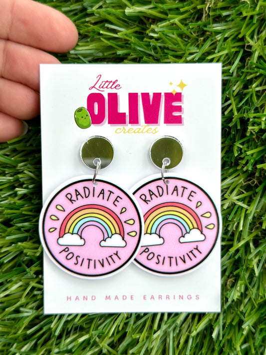 Radiate Positivity Affirmation Dangle Earrings - Uplifting Style