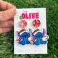 Cute Stitch Christmas Candy Cane Earrings -  Magic for the Holidays