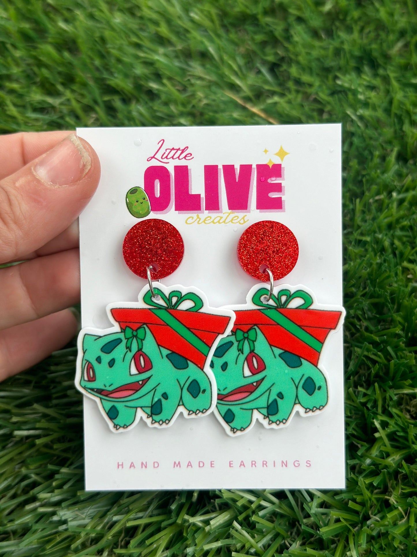 Pokémon Holiday Duo Earrings - Eevee and Bulbasaur Festive Delights