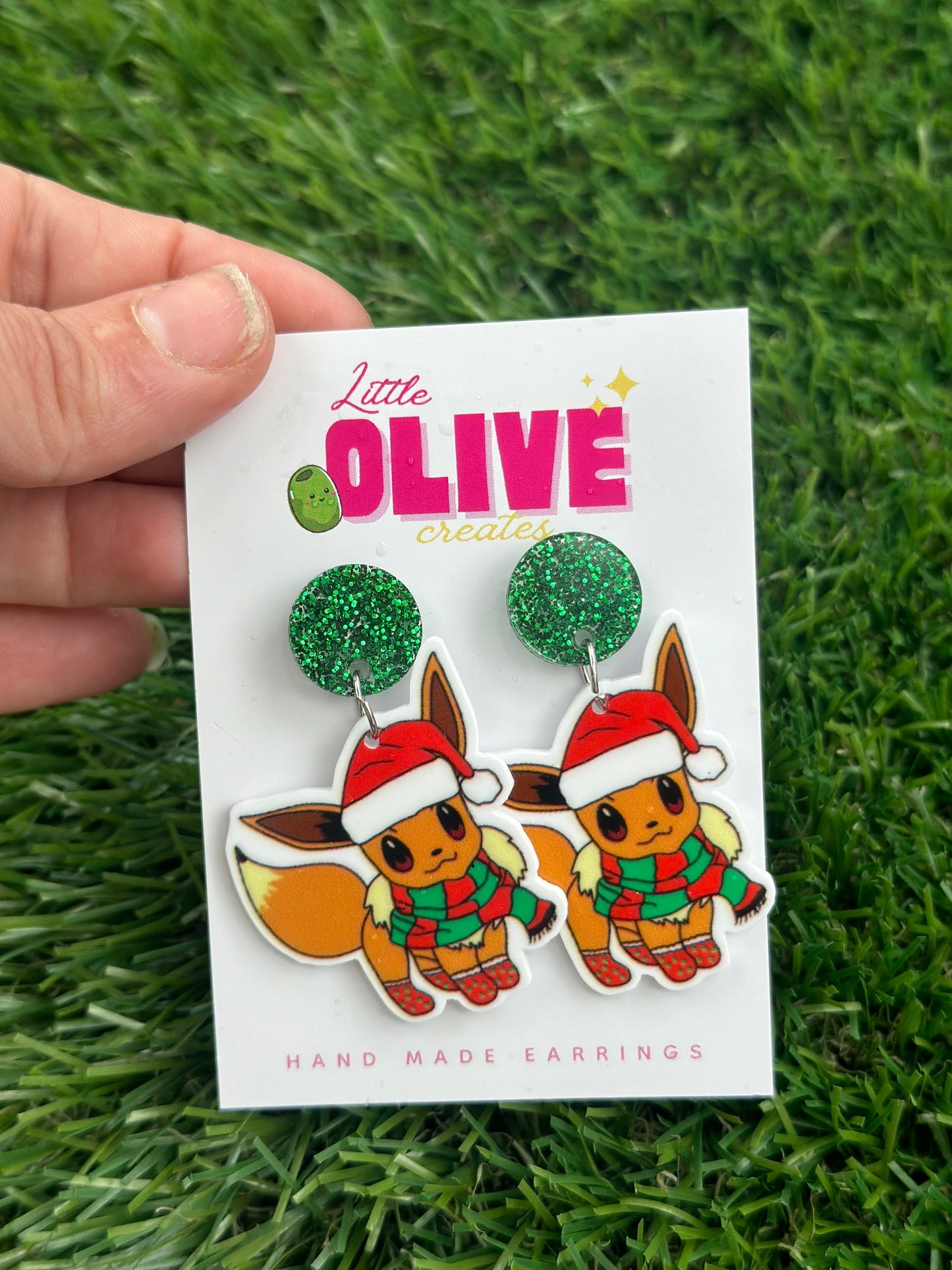 Pokémon Holiday Duo Earrings - Eevee and Bulbasaur Festive Delights