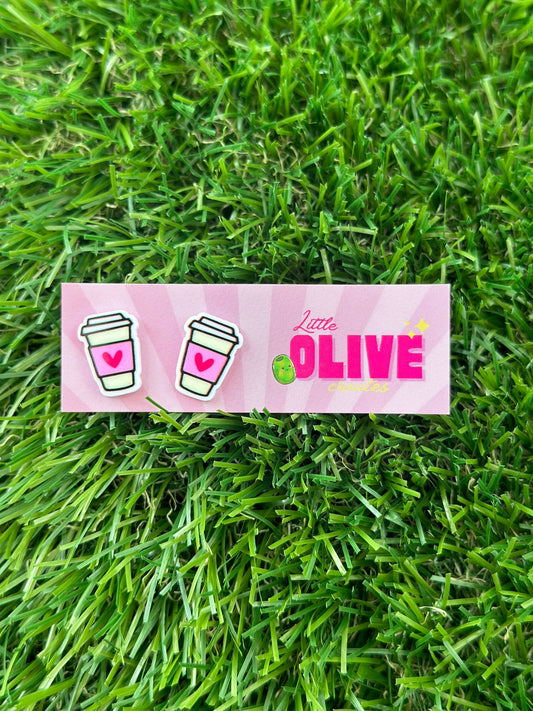 Coffee Bliss Stud Earrings - Caffeine Elegance