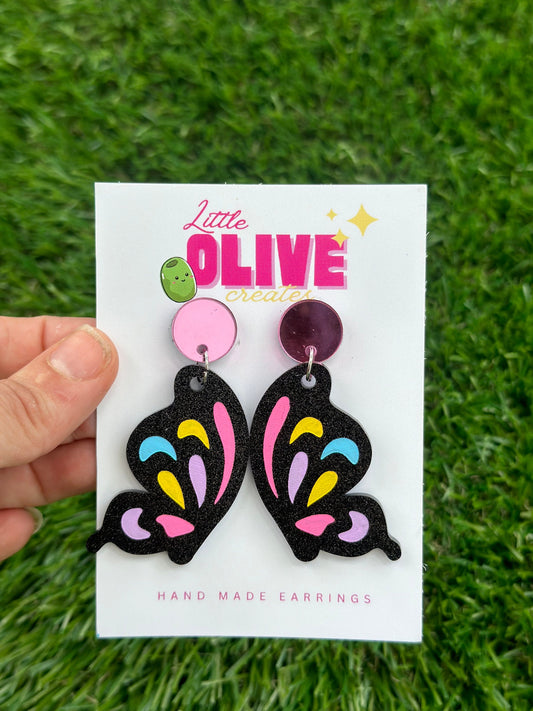 Gorgeous Rainbow Butterfly Drop Dangle Earrings - Fluttering Elegance