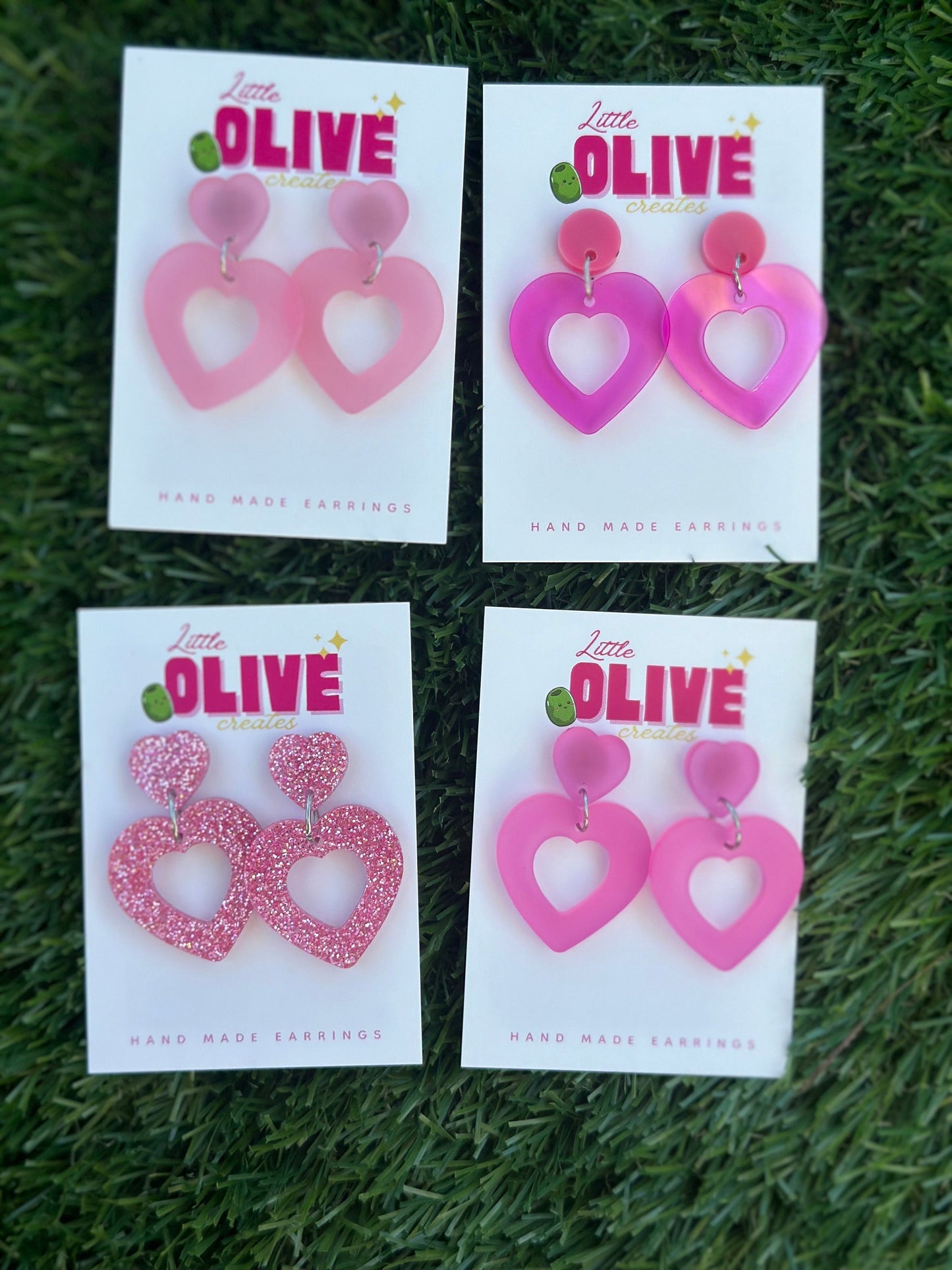 Duo Dangle Heart Earrings - Barbie Inspired - Valentines Day