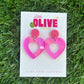 Duo Dangle Heart Earrings - Barbie Inspired - Valentines Day