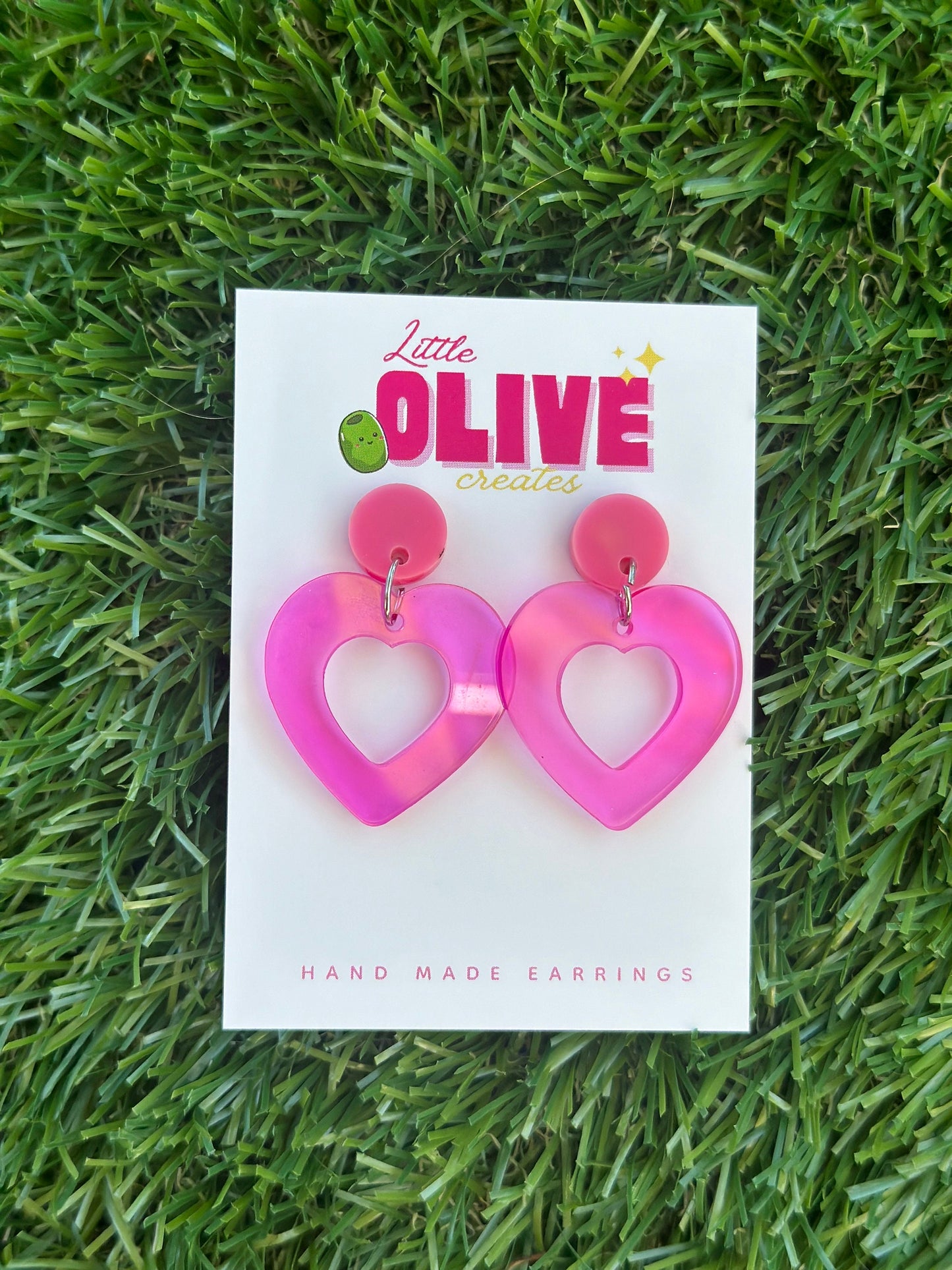 Duo Dangle Heart Earrings - Barbie Inspired - Valentines Day