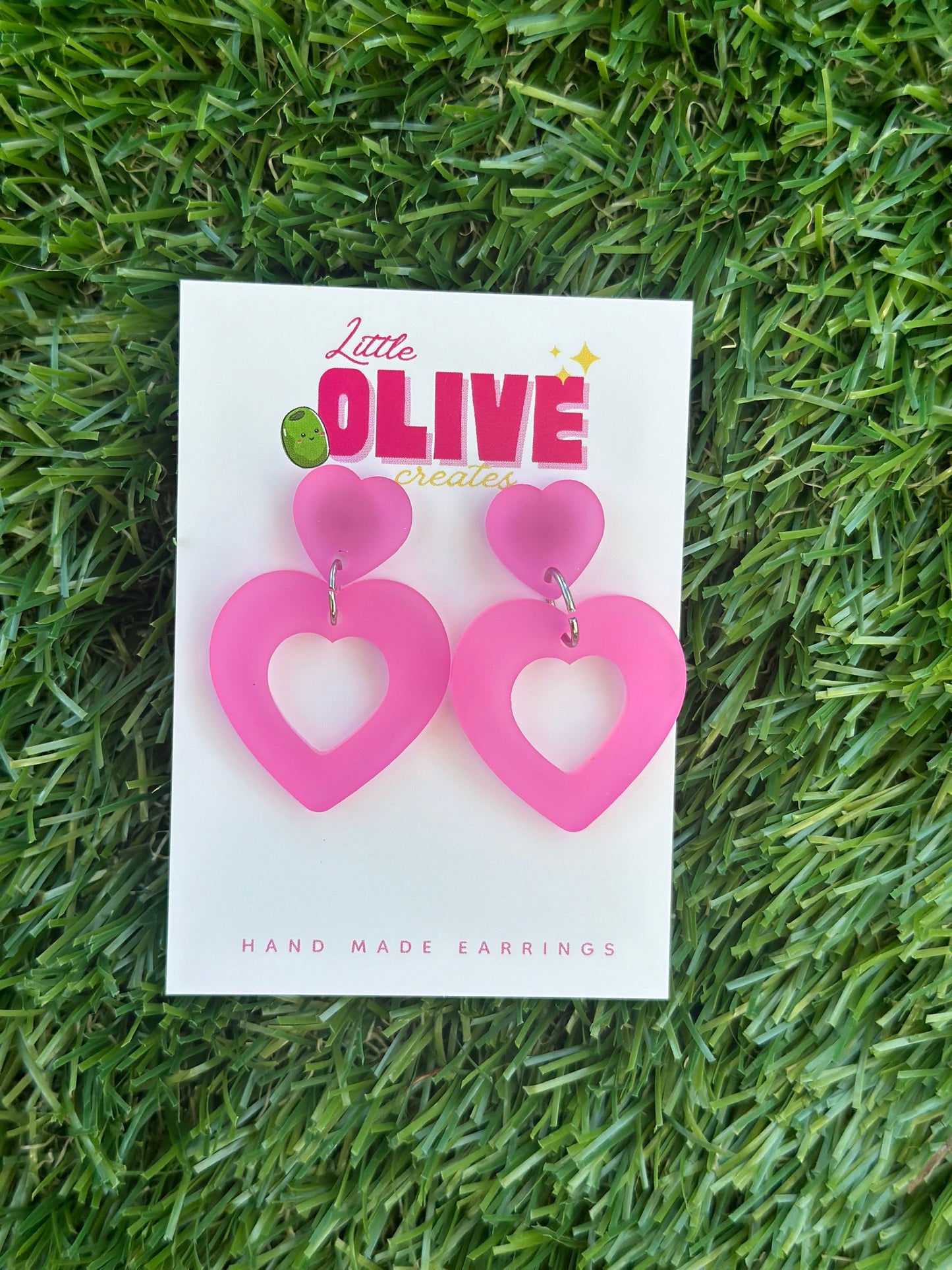 Duo Dangle Heart Earrings - Barbie Inspired - Valentines Day