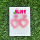 Duo Dangle Heart Earrings - Barbie Inspired - Valentines Day