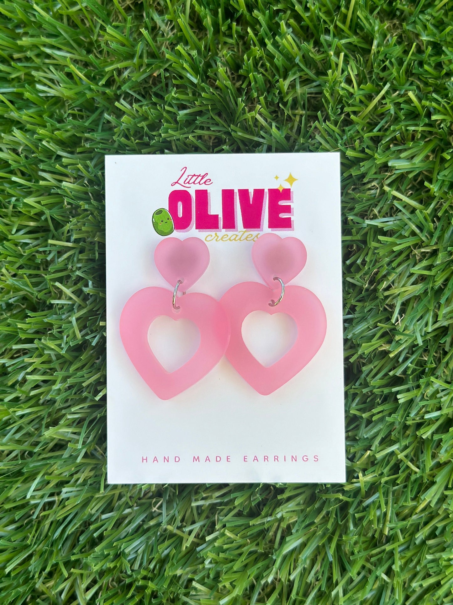Duo Dangle Heart Earrings - Barbie Inspired - Valentines Day
