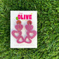 Barbie Inspired Glitter Trio Heart Dangle Earrings - Glamorous Sparkle