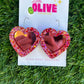 Heartfelt Elegance: Pink Mirror & Glitter Double-Layered Valentine's Earrings