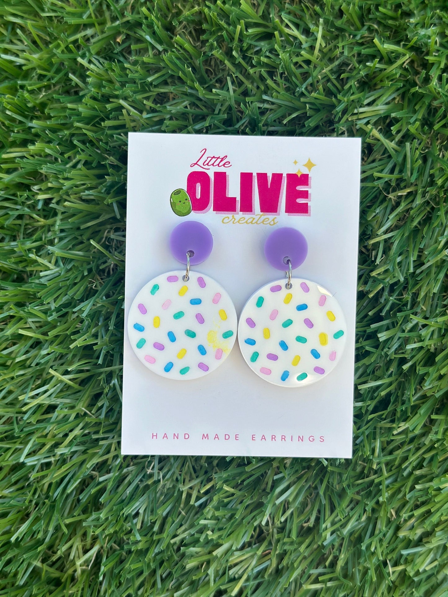 Artistic Elegance: Hand-Painted Confetti Circle Drop Dangle Earrings in 2 Stunning Varieties!