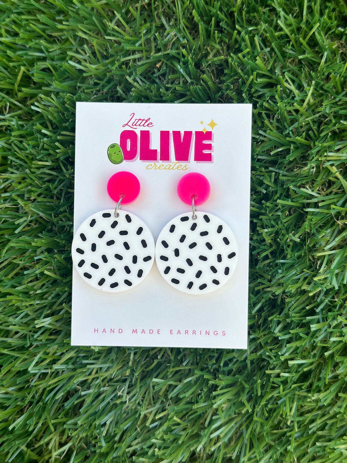 Artistic Elegance: Hand-Painted Confetti Circle Drop Dangle Earrings in 2 Stunning Varieties!