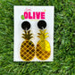 Golden Elegance: Gold Mirror Pineapple Drop Dangle Earrings