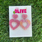 Duo Dangle Heart Earrings - Barbie Inspired - Valentines Day