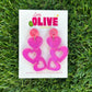 Barbie Inspired Glitter Trio Heart Dangle Earrings - Glamorous Sparkle