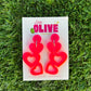 Barbie Inspired Glitter Trio Heart Dangle Earrings - Glamorous Sparkle