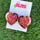 Heartfelt Elegance: Pink Mirror & Glitter Double-Layered Valentine's Earrings