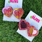 Heartfelt Elegance: Pink Mirror & Glitter Double-Layered Valentine's Earrings
