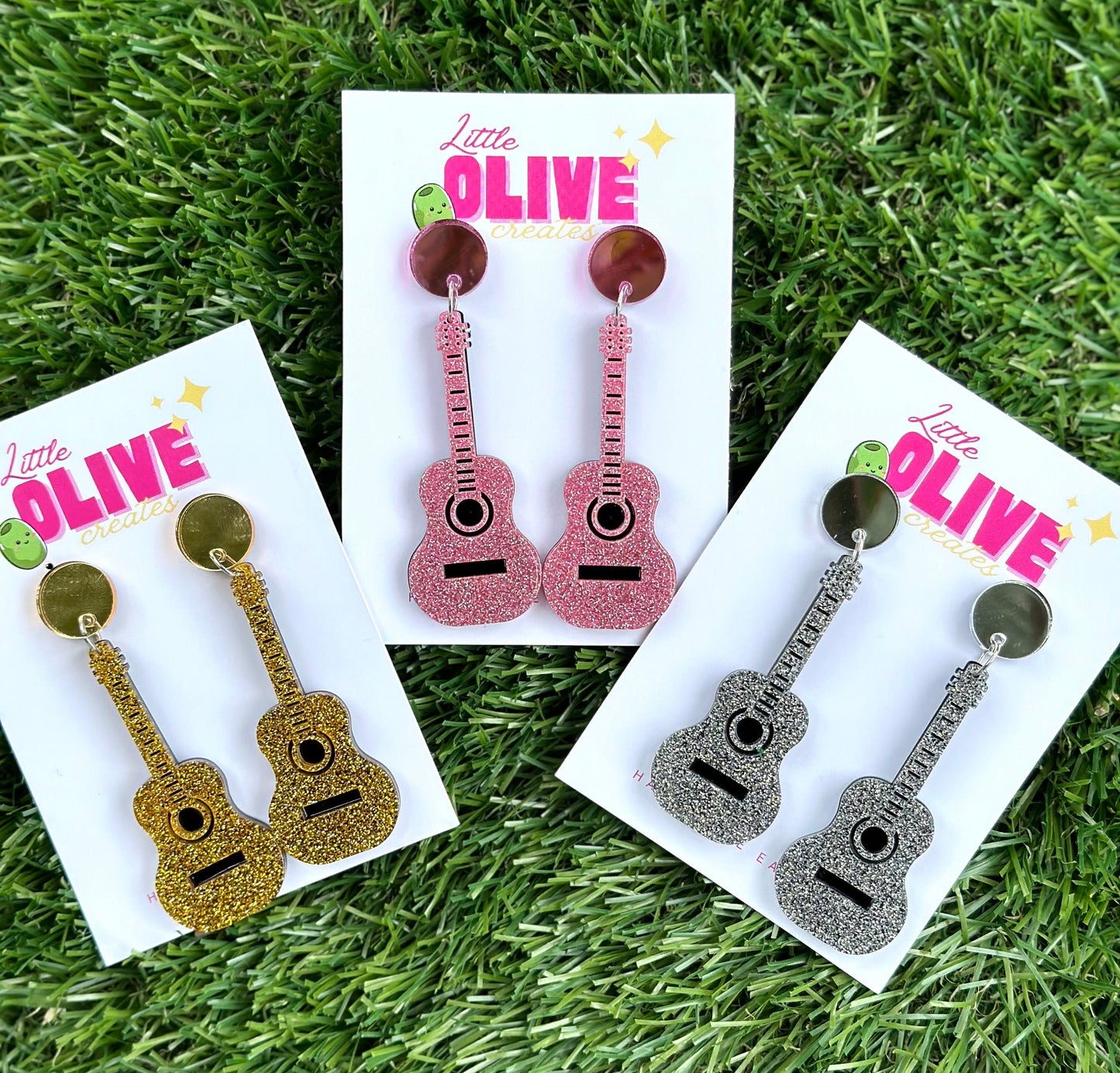 Music Lover Era-Inspired glitter guitar Statement Earrings choose from 3 different colours!