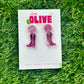 Yee-haw!!! Gold Mirror Cowboy Boots Dangle Earrings - Western Glamour