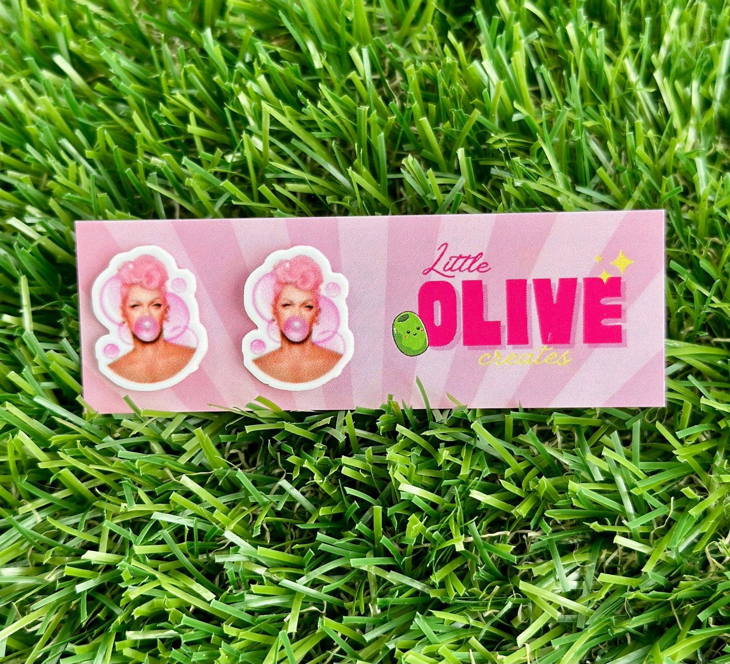Pink Bubblegum Pop Stud Earrings - Get Ready to Rock Out!