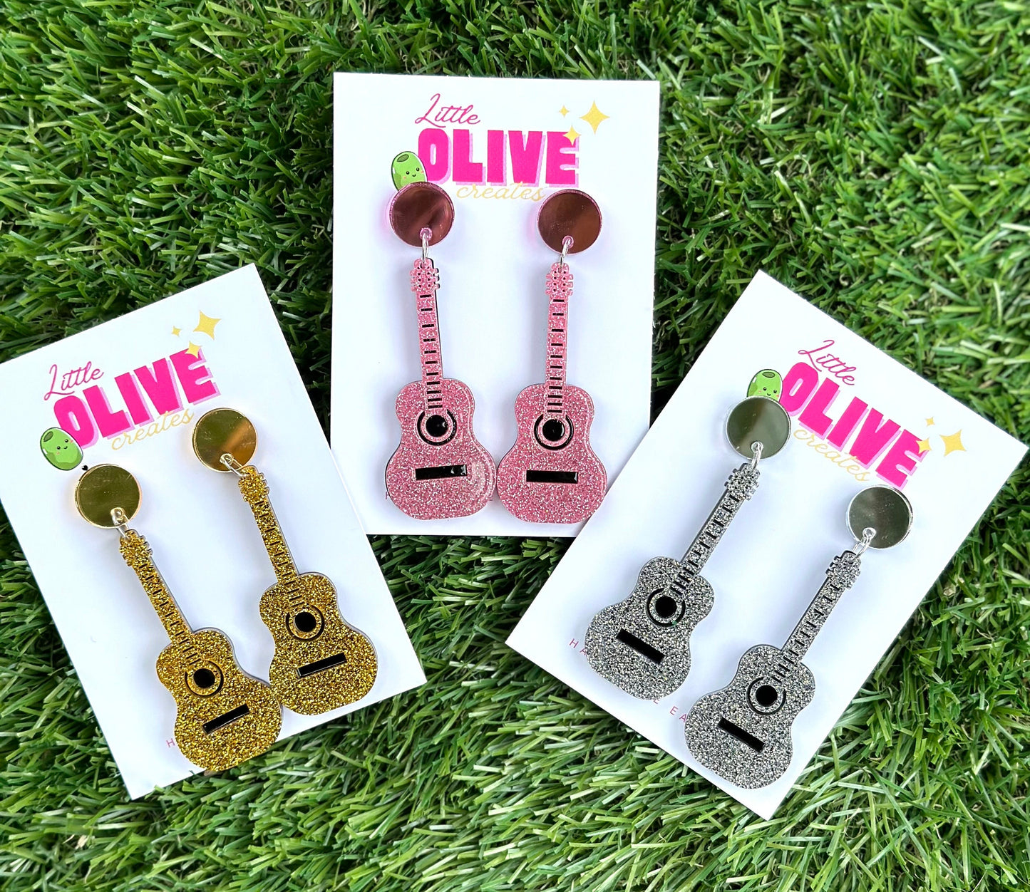 Music Lover Era-Inspired glitter guitar Statement Earrings choose from 3 different colours!