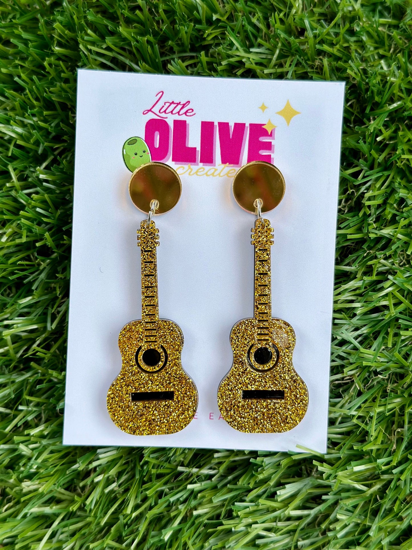 Music Lover Era-Inspired glitter guitar Statement Earrings choose from 3 different colours!