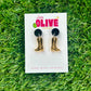 Yee-haw!!! Gold Mirror Cowboy Boots Dangle Earrings - Western Glamour