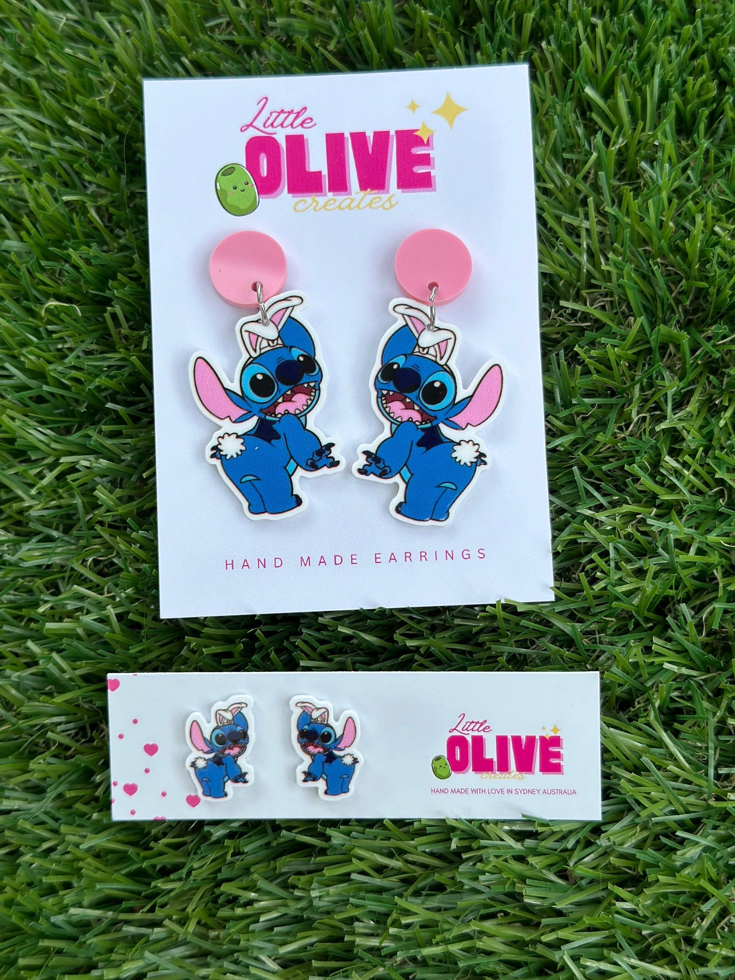 Easter Stitch Stud and Dangle Earrings - Hop into Spring with Stitch!