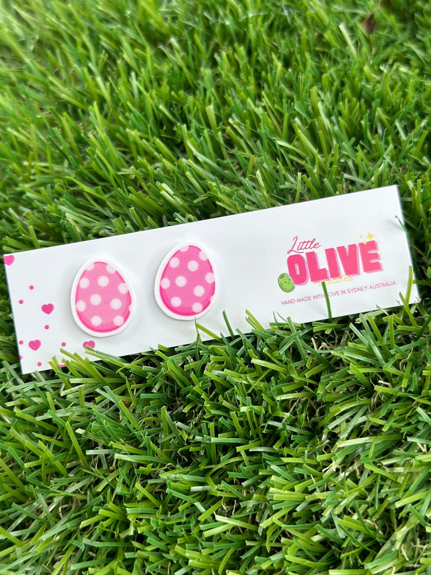 Pink Polka Dot Easter Egg Stud Earrings - Fun for All Ages!